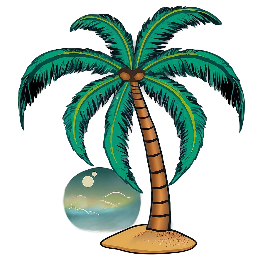 Palm Tree Silhouette On Beach Png 74 PNG