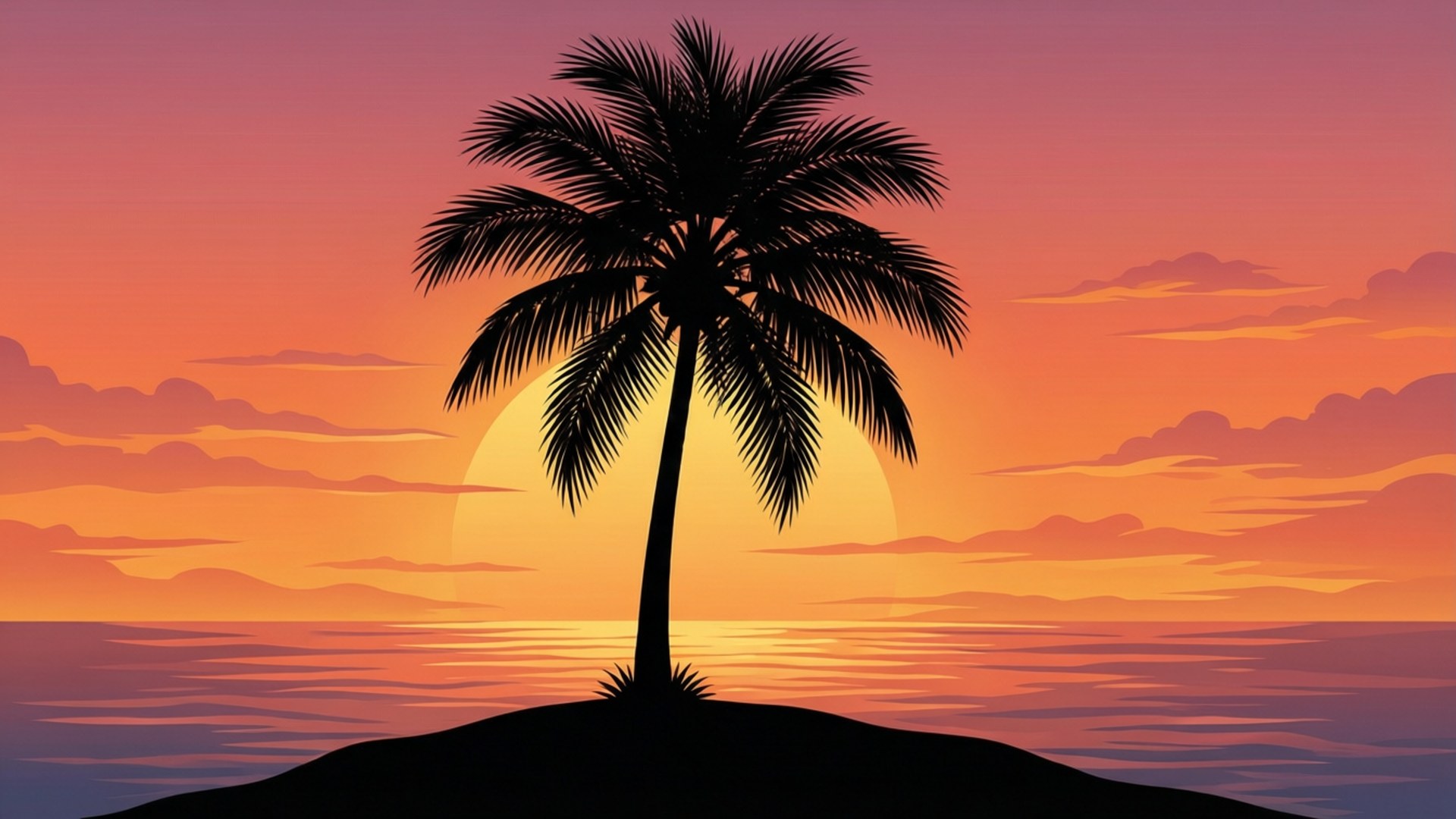 Palm Tree Sunset Vector Wallpaper