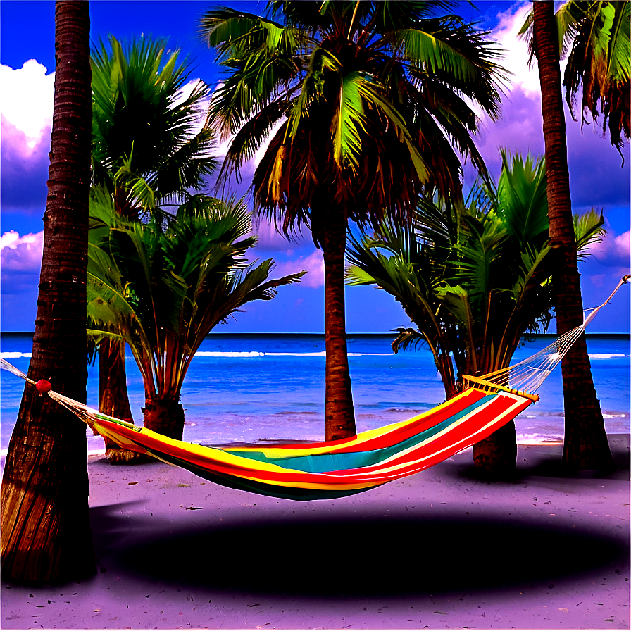 Palm Trees And Hammocks On Beach Png Gdg PNG