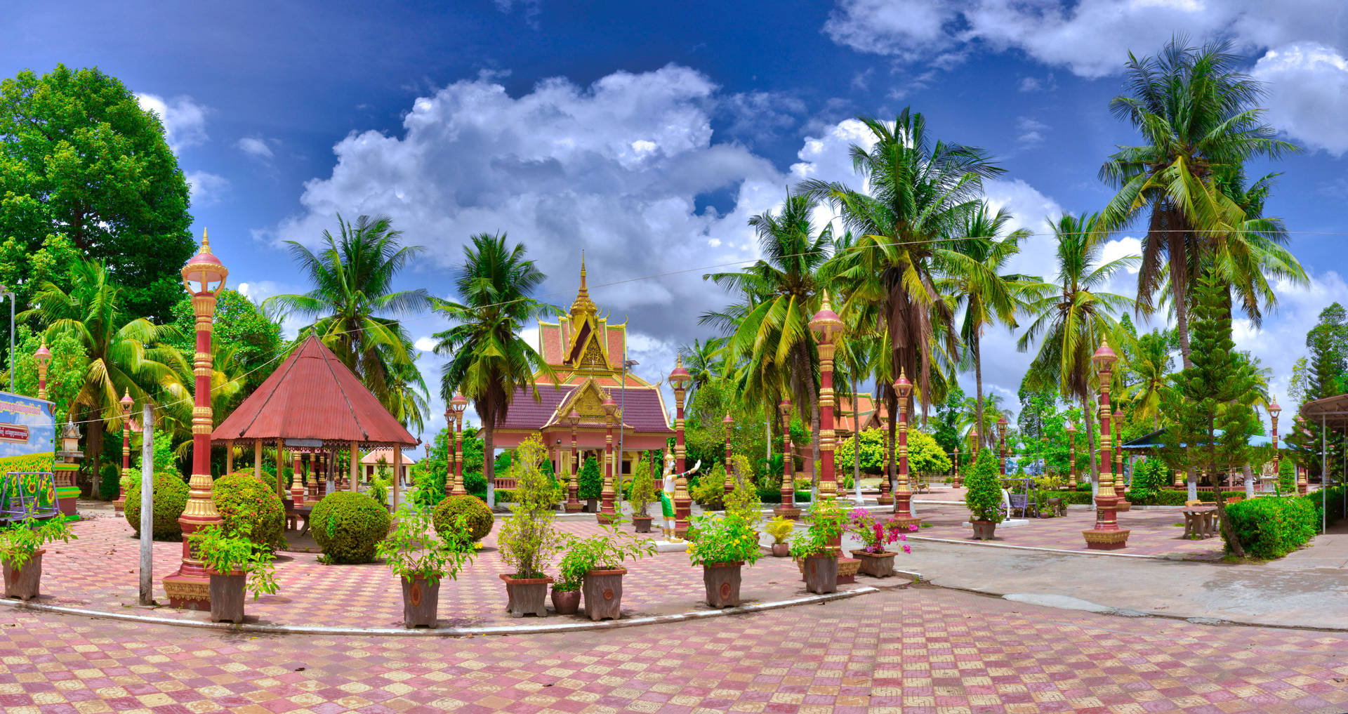 Palm Trees & Blue Sky Cambodia Wallpaper