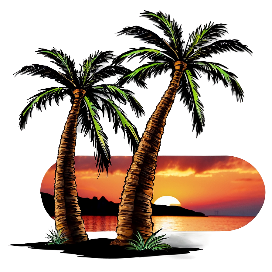 Download Palm Trees On Beach Sunset Png Fvy | Wallpapers.com