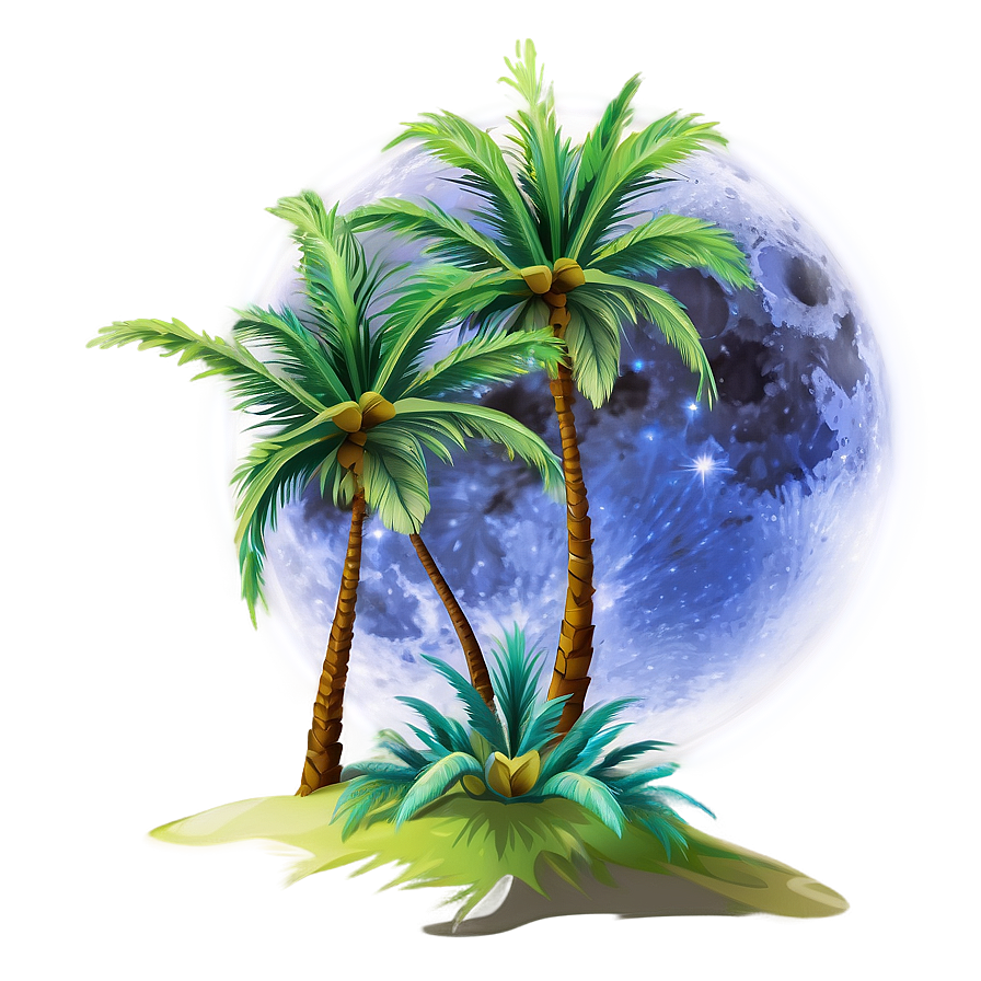 Palm Trees With Moon Png Bsy PNG