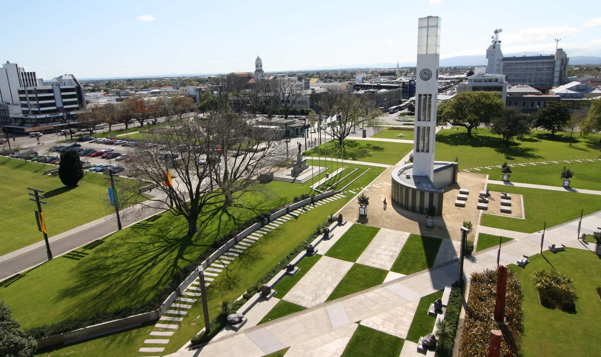 Palmerston North Cityscapewith Clock Tower Wallpaper