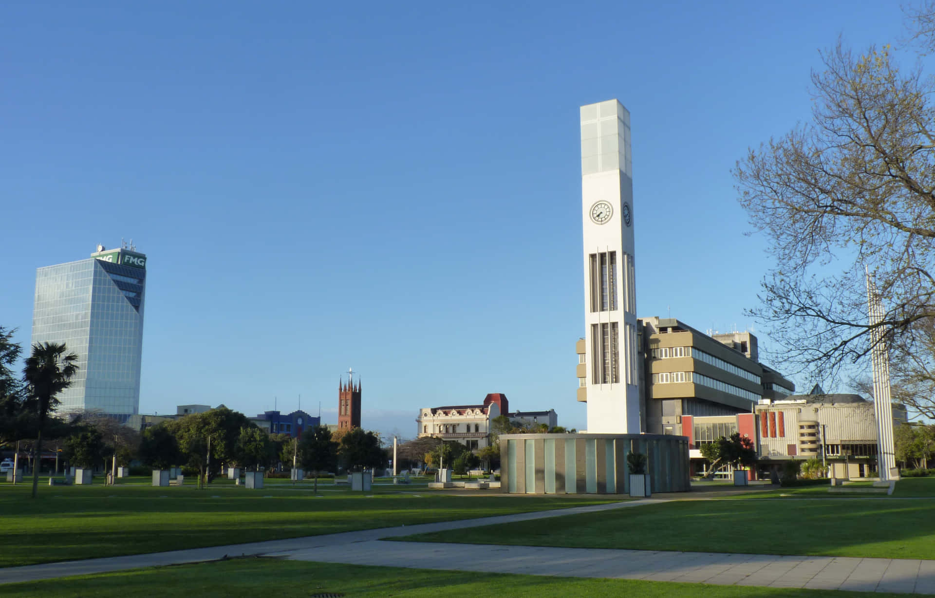 Palmerston North Cityscapewith Clock Tower Wallpaper