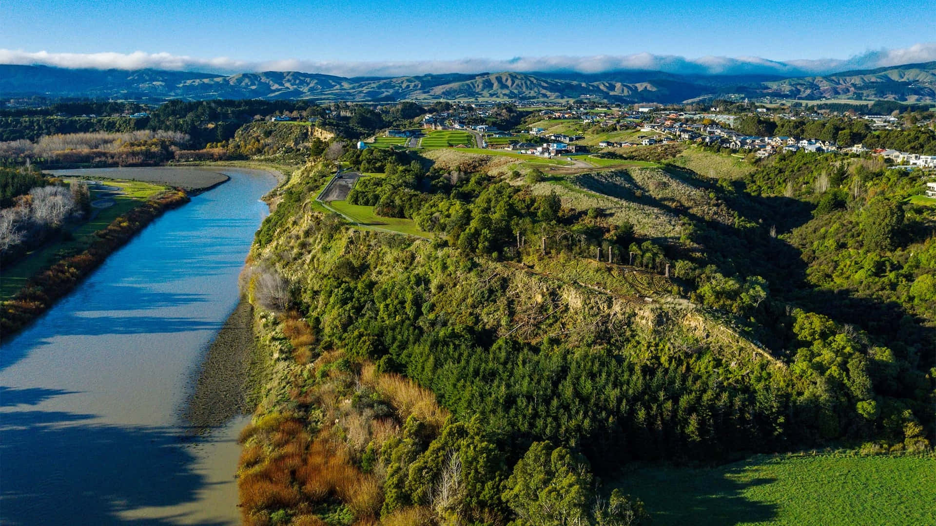 Palmerston North Manawatu River Aerial View Wallpaper