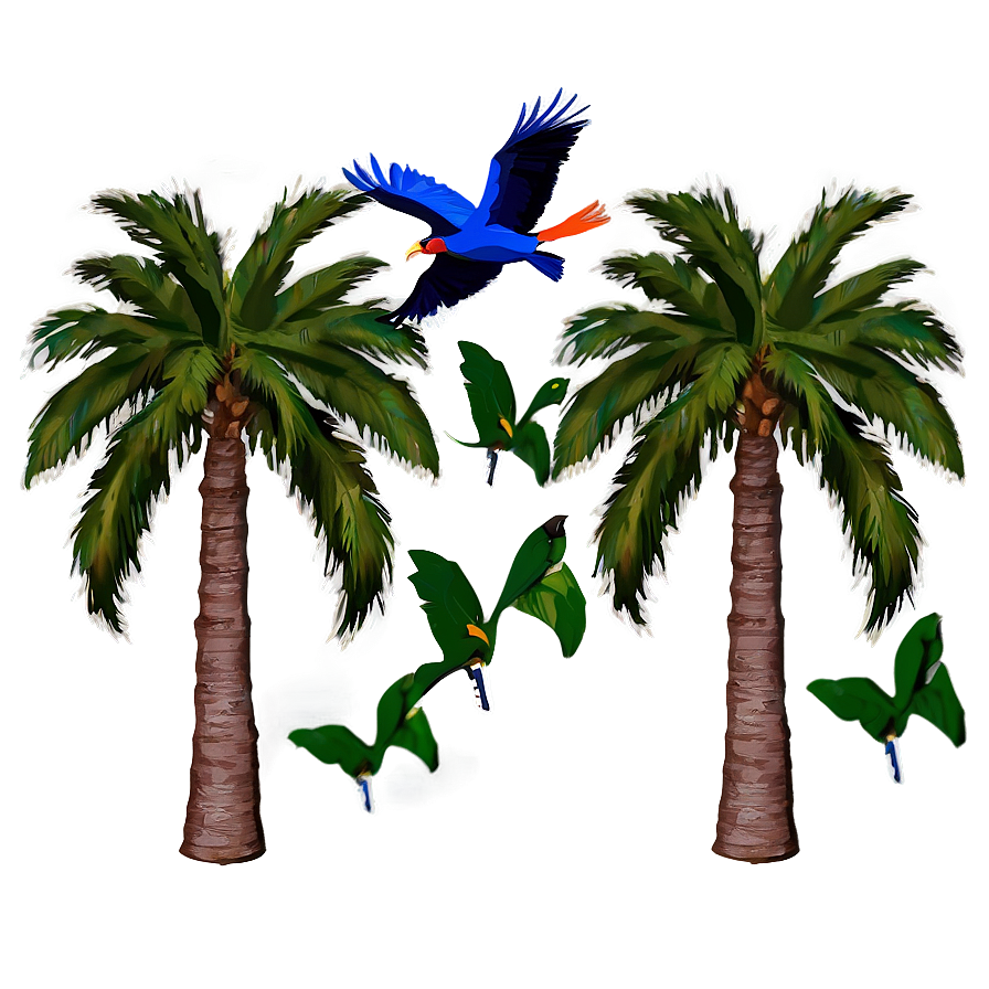 Palms With Birds Png Rge PNG