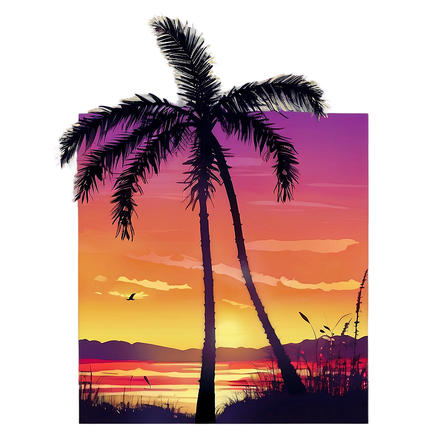 Palms With Sunset Colors Png Cya PNG