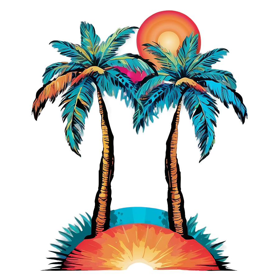 Palms With Sunset Colors Png Ojb PNG