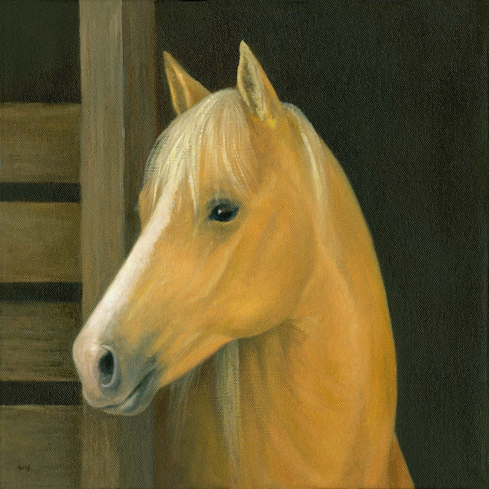 Ritrattodi Un Quadro Dipinto Di Un Cavallo Palomino