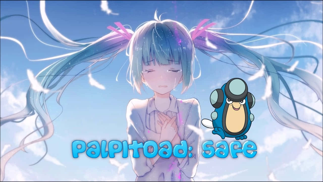 Palpitoad Beside An Anime Girl Wallpaper