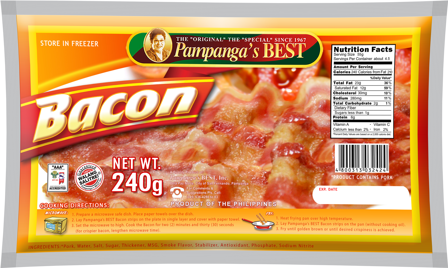 Pampangas Best Bacon Package240g PNG