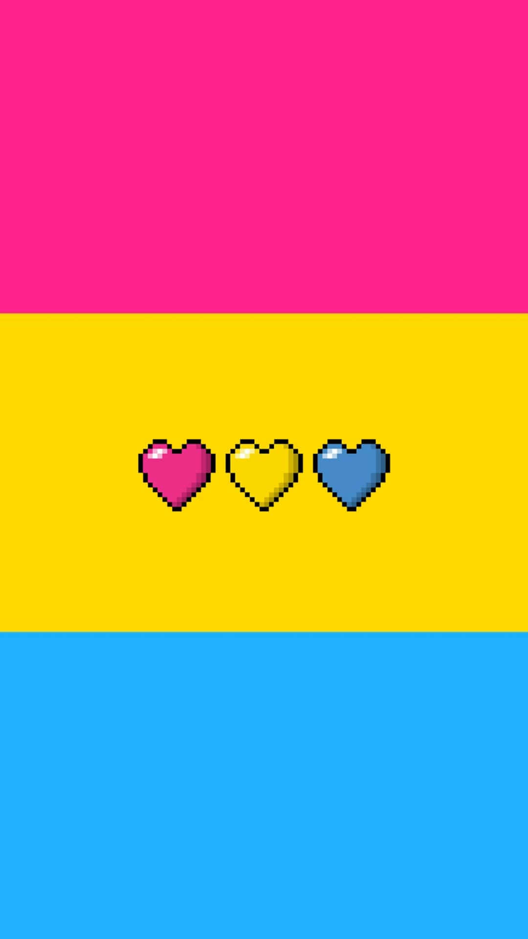 Three Pan Flag Pixel Hearts Wallpaper
