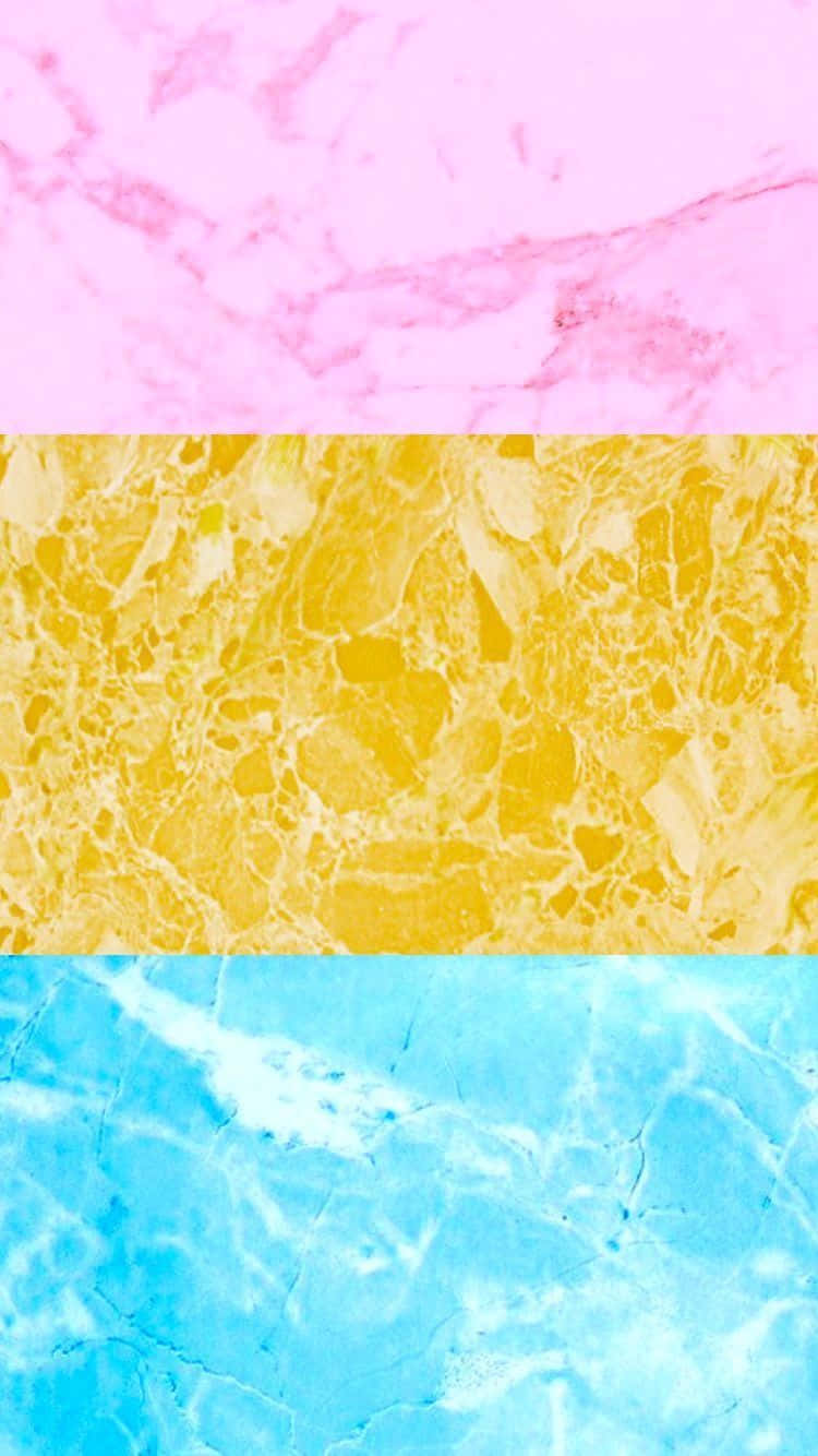 (this Would Be A Possible Translation For The Name Of A Computer Or Mobile Wallpaper Design Featuring A Marble Texture And A Pansexual Pride Flag Illustration) Wallpaper