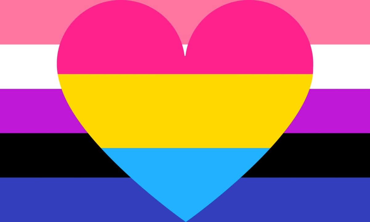 Genderfluid And Heart Pan Flag Illustration Wallpaper