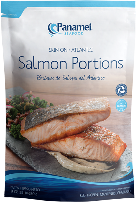 Panamei Seafood Salmon Portions Packaging PNG