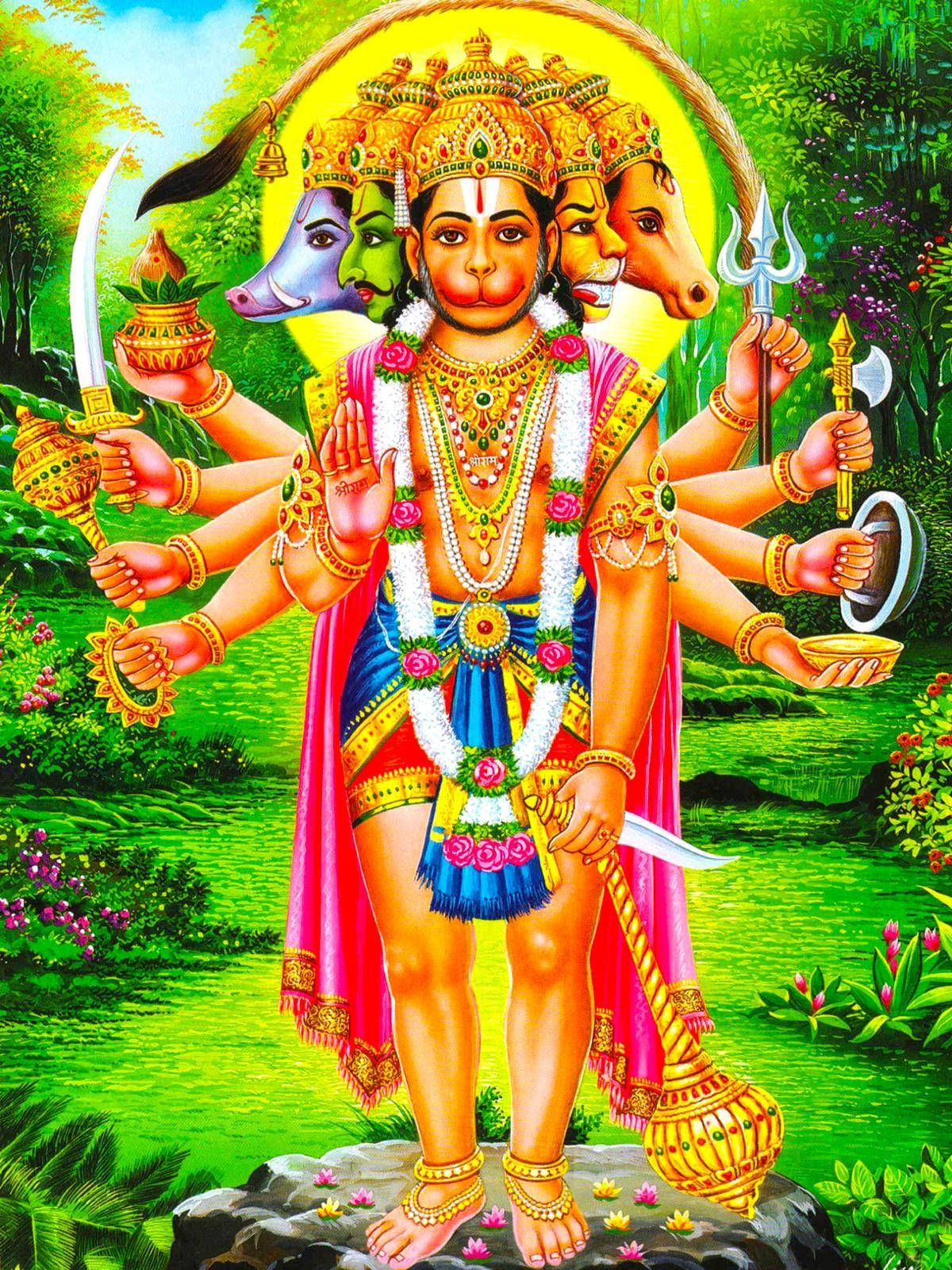 Download Panchamukhi Hanuman Hindu God Wallpaper 