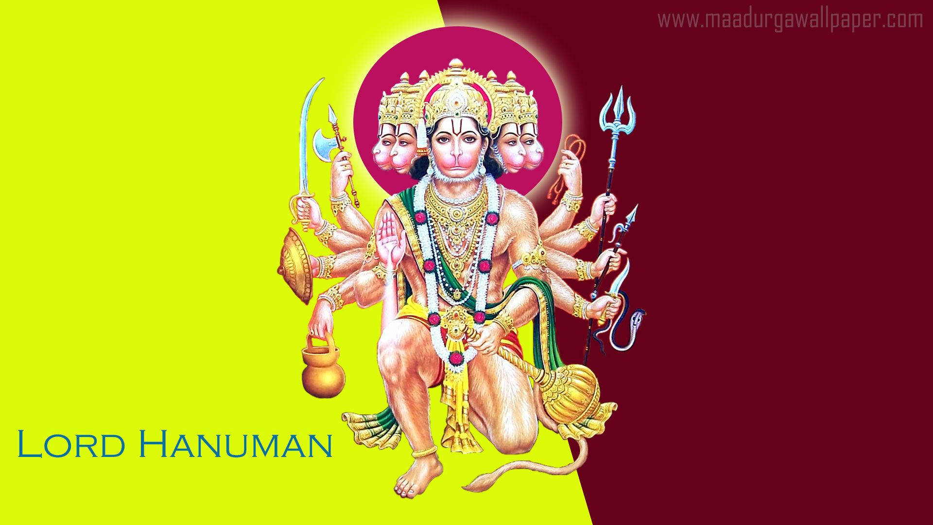 Panchmukhi Hanuman In Yellow And Red