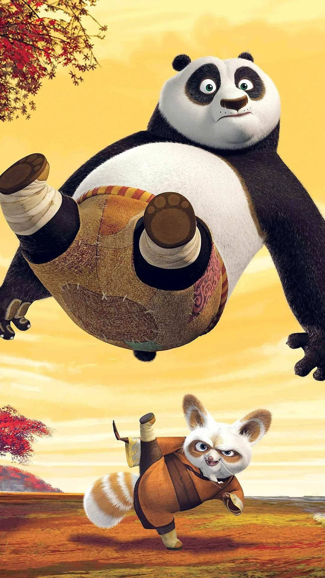Panda And Raccoon Cartoon Iphone Background