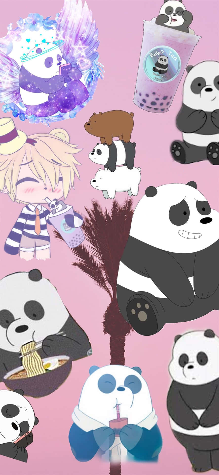 Panda Boba Aesthetic Collage.jpg Wallpaper