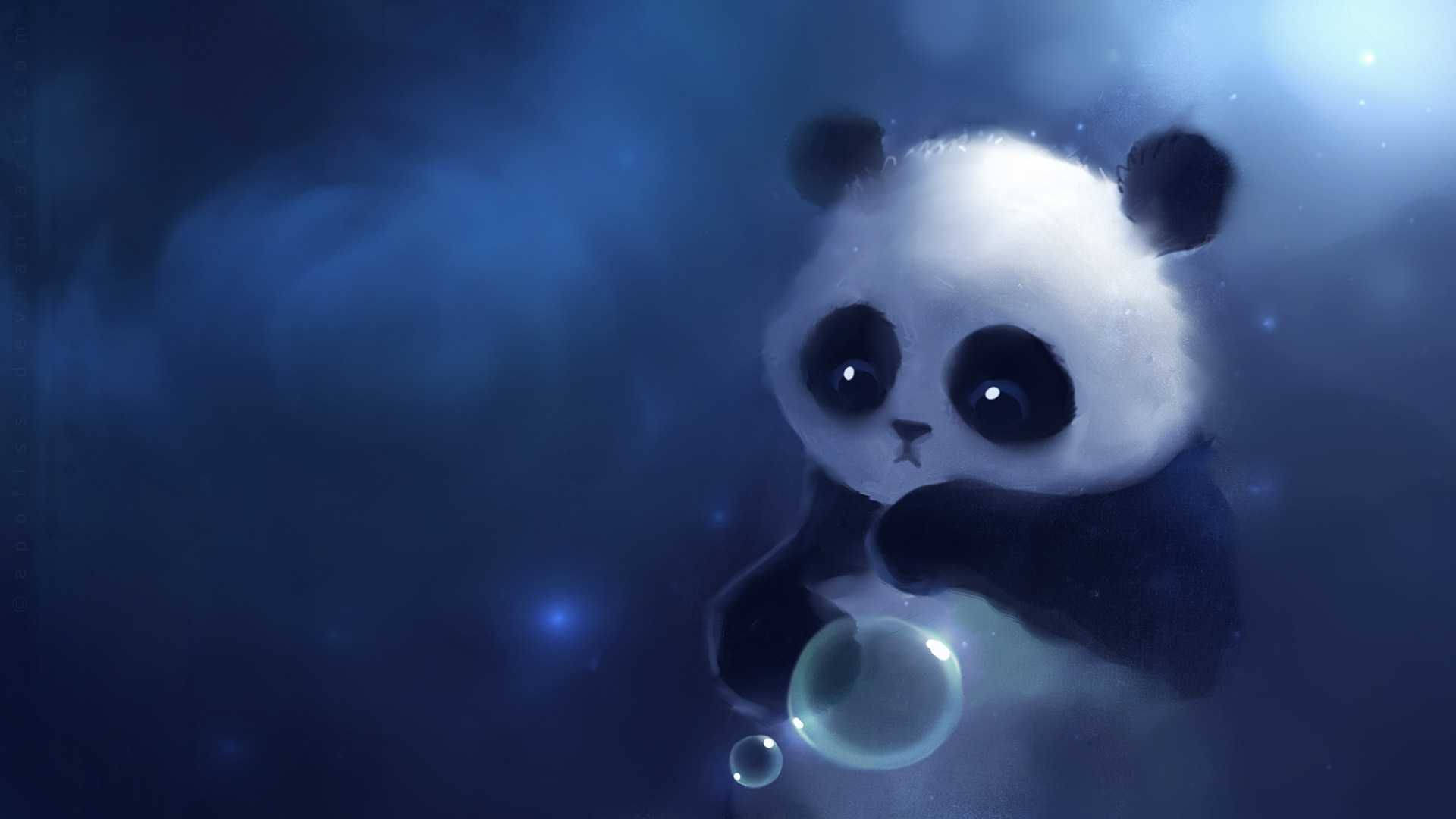 Panda Cartoon Animal Maleri Wallpaper