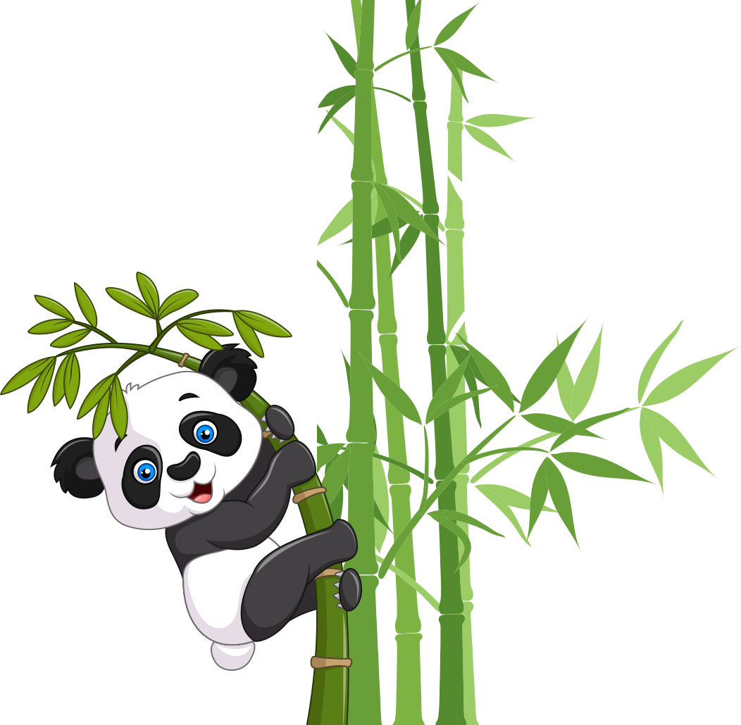Panda Climbing Bamboo PNG