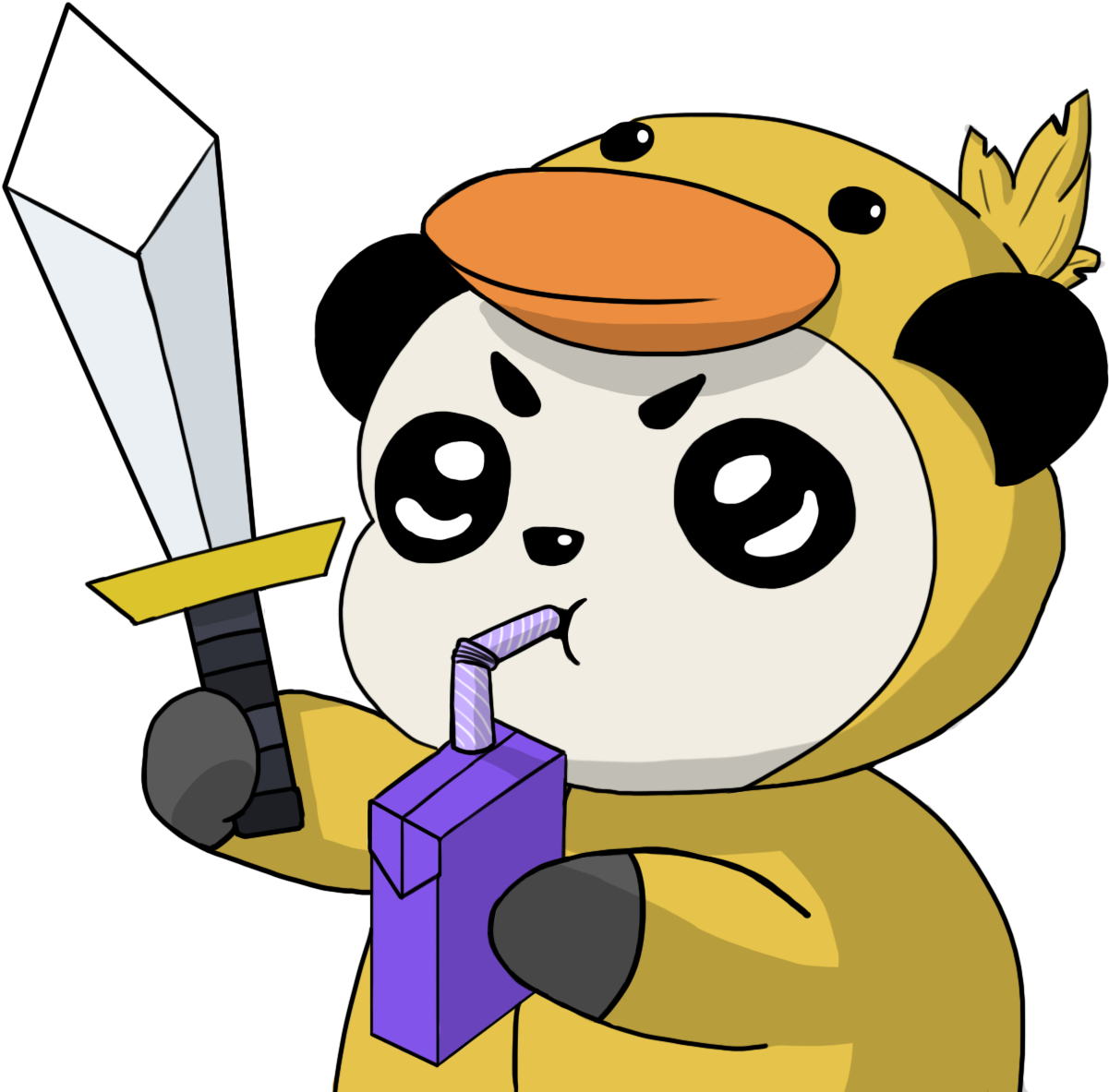 Panda Duck Knight Cartoon.png PNG