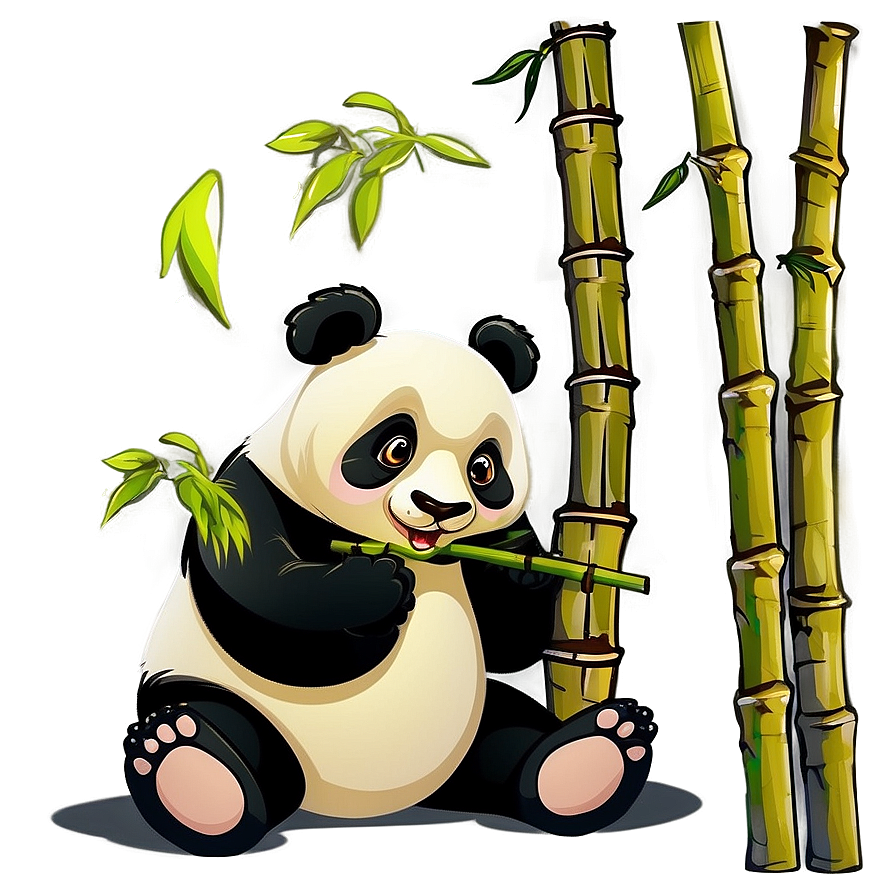 Download Panda Eating Bamboo Cartoon Png Vhr | Wallpapers.com