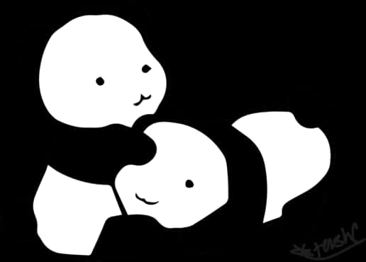 Panda Friends Blackand White PNG