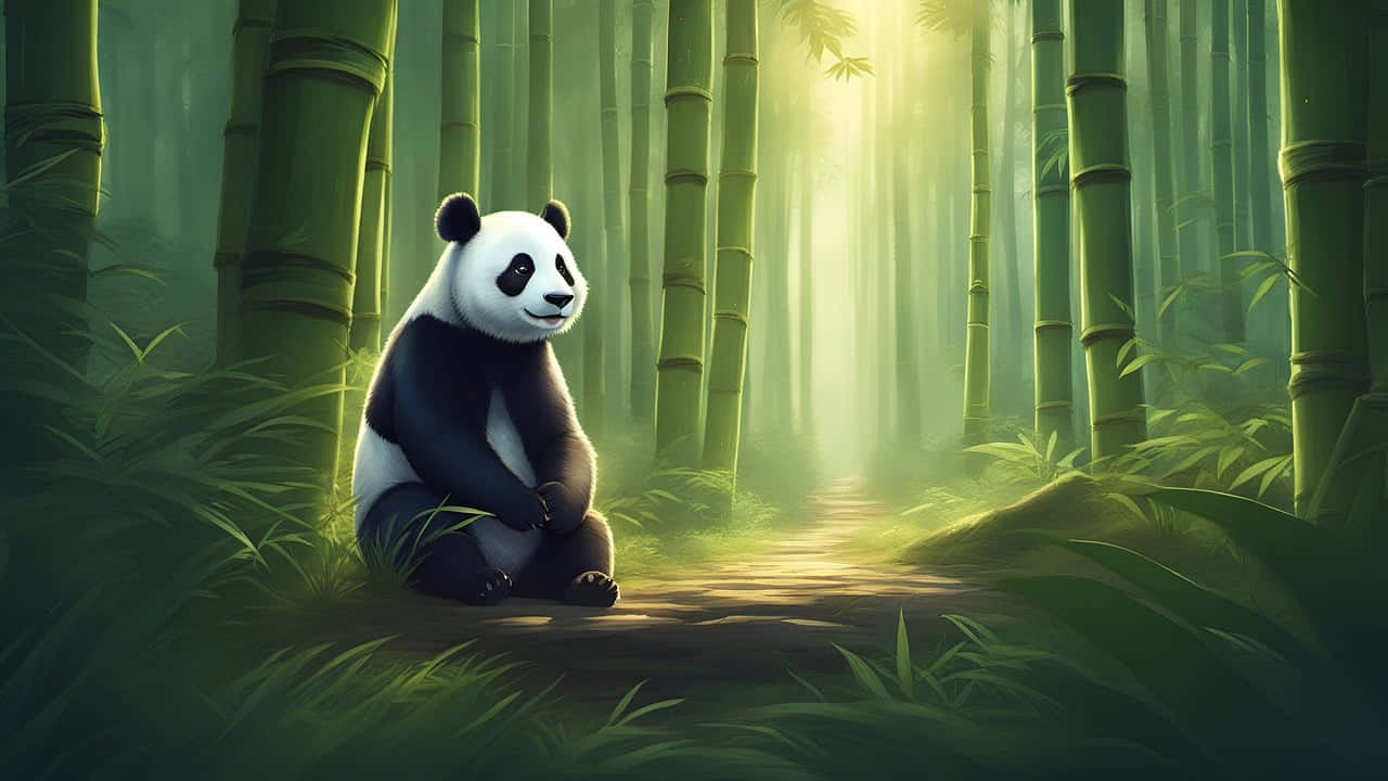 Panda_in_ Mystical_ Bamboo_ Forest Wallpaper