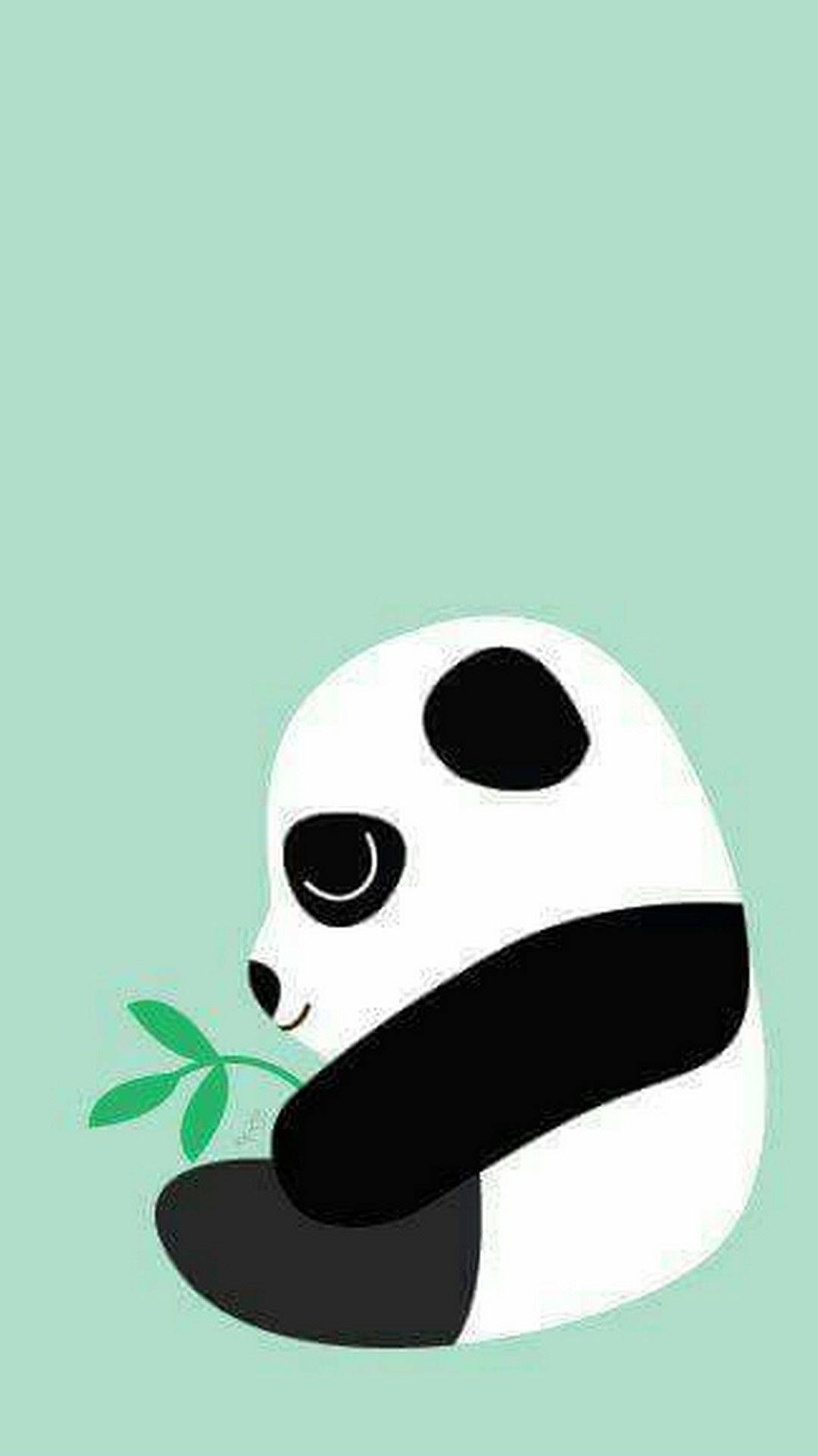 Panda På Pastel Grøn Wallpaper