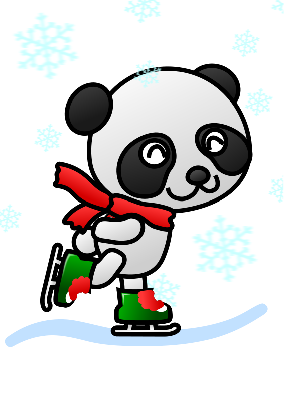 Panda Skating Winter Wonderland PNG