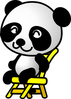 Panda Thinkingon Chair Graphic PNG