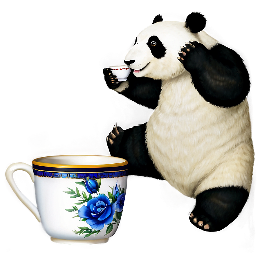 Download Panda With Cup Of Tea Png 69 | Wallpapers.com