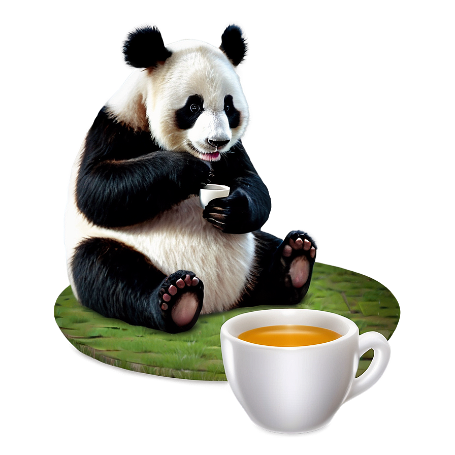 Panda With Cup Of Tea Png 77 PNG