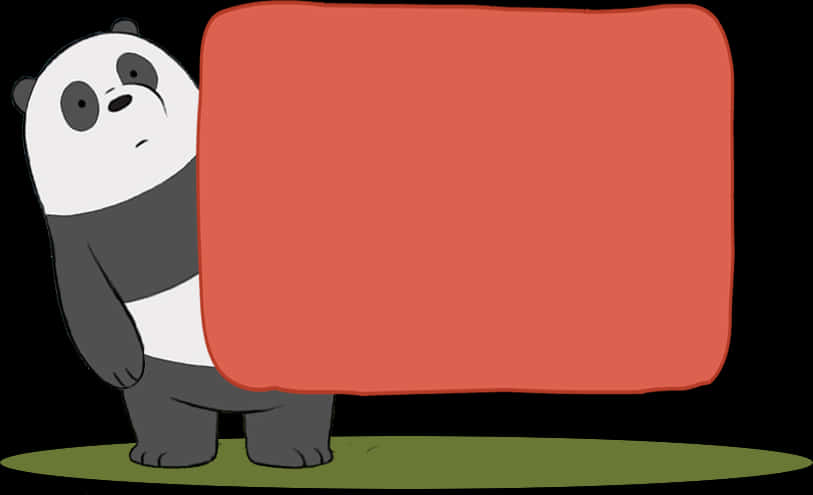 Panda_ Holding_ Sign_ We Bare Bears PNG