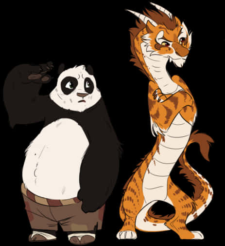Pandaand Tiger Animated Characters PNG