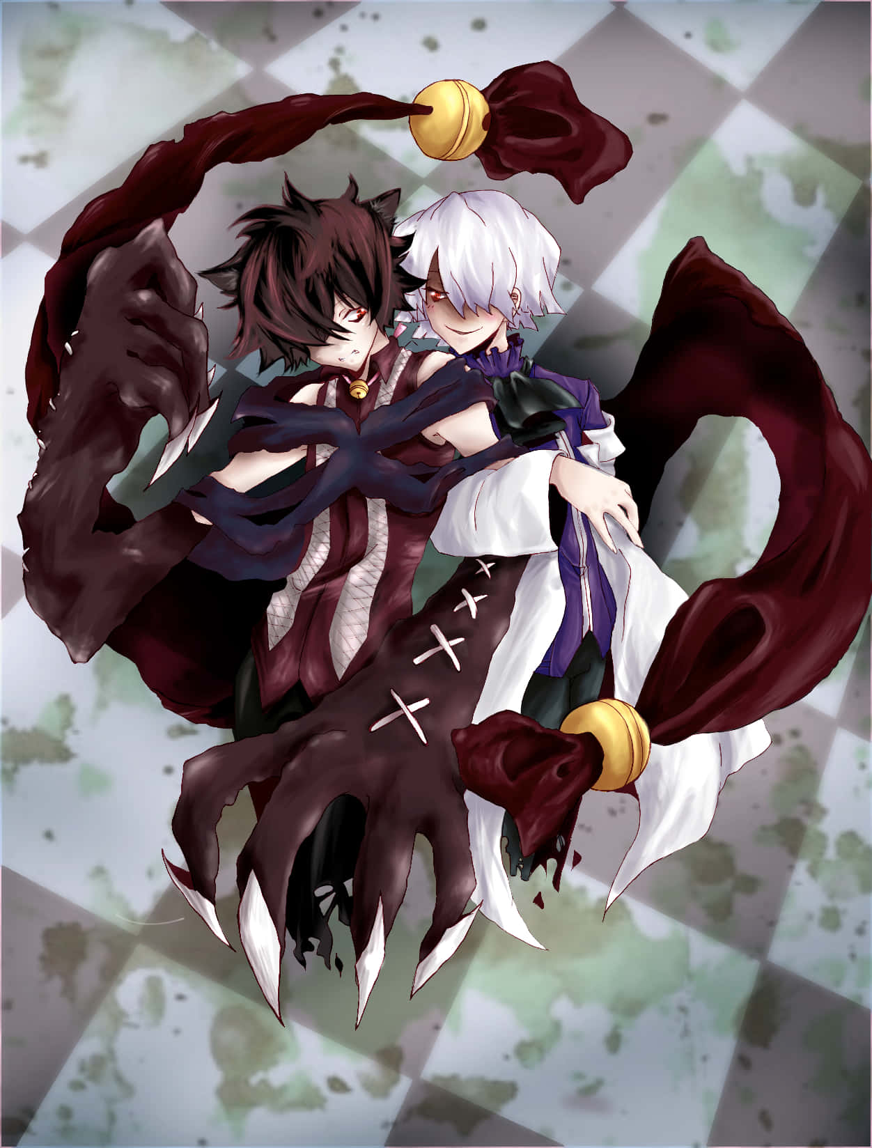 Pandora Hearts Cheshire Kat En Alice Achtergrond