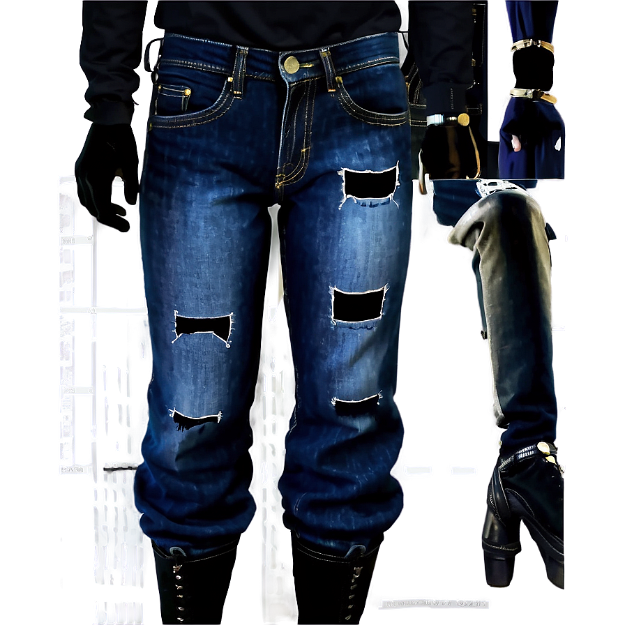 Paneled Blue Jeans Png 06112024 PNG