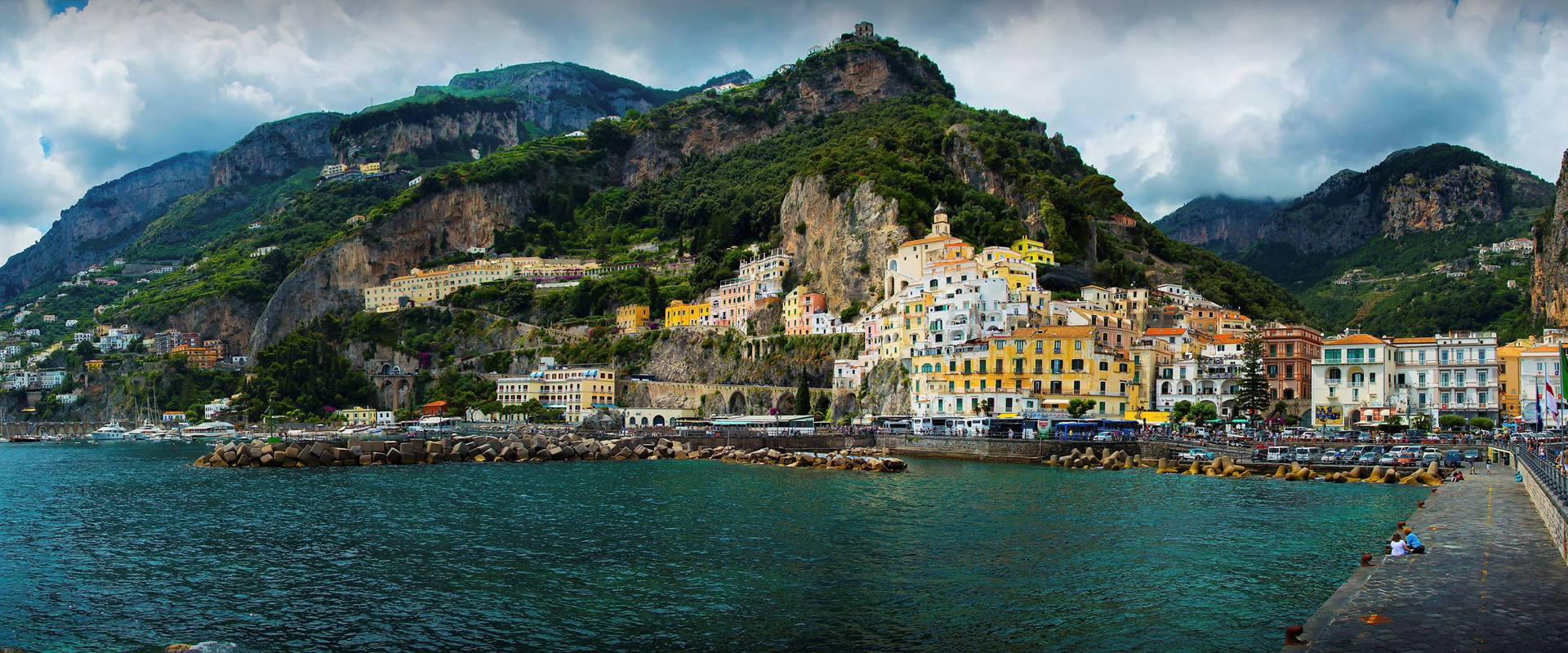 Panoramic Amalfi Coast Salerno Bay Wallpaper