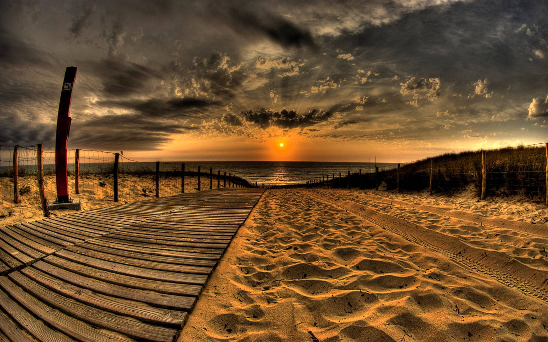 Panoramic Beach Sunset Desktop Wallpaper