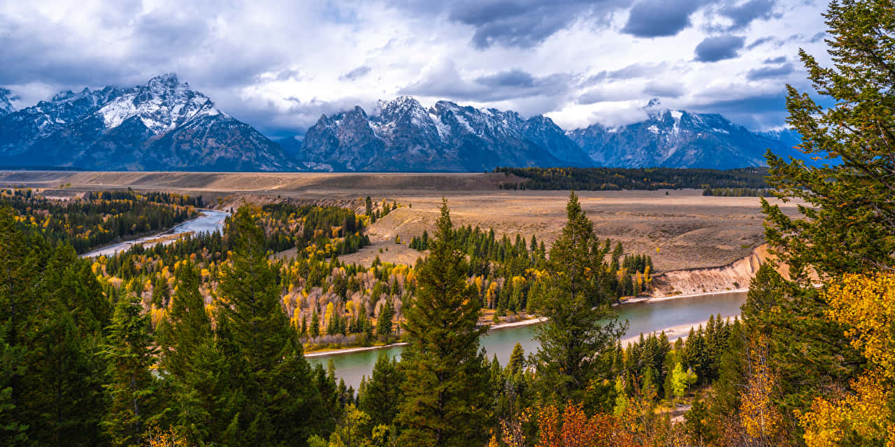 Grand Teton National Park As A Panoramic Desktop Wallpaper