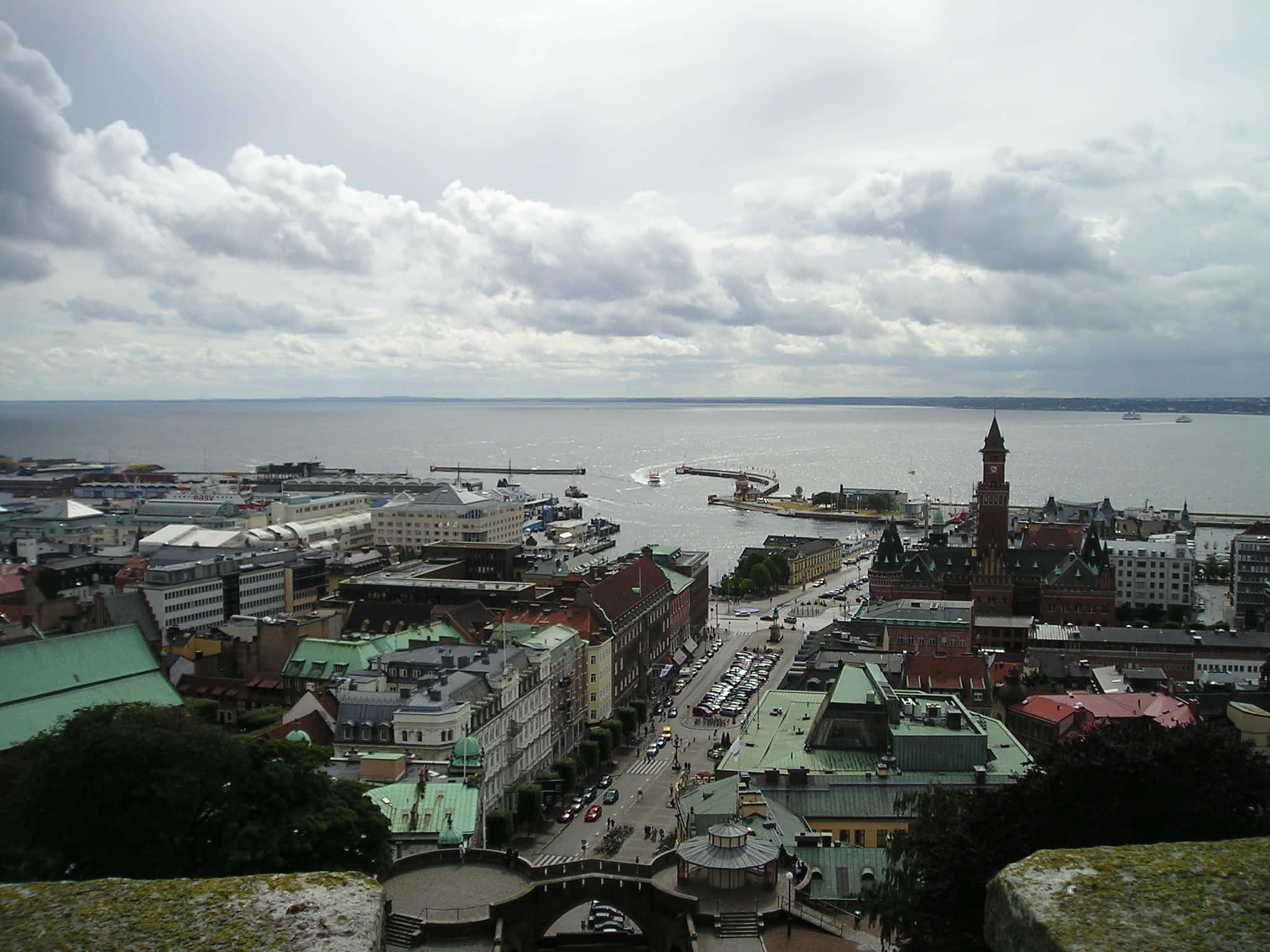 Panoramic Night View Of Helsingborg Cityscape, Sweden. Wallpaper