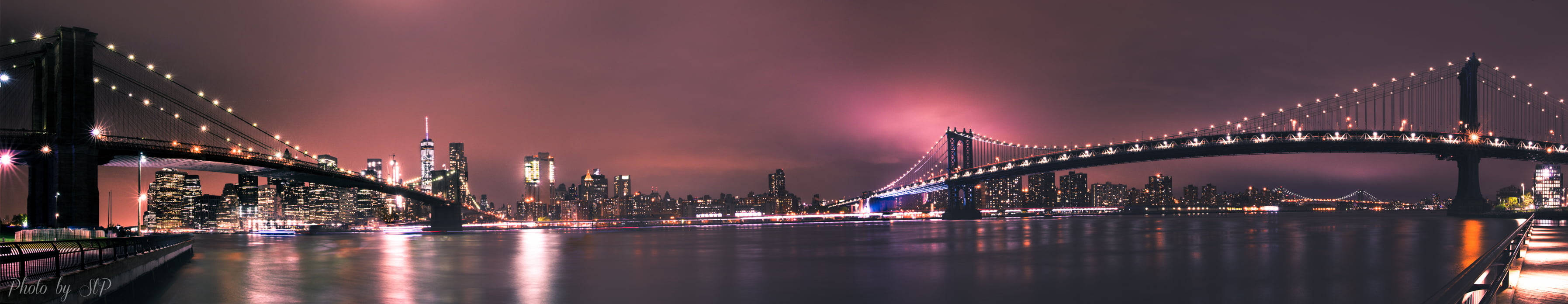 Panoramic Shot Of Brooklyn Bridge New York 4k Wallpaper