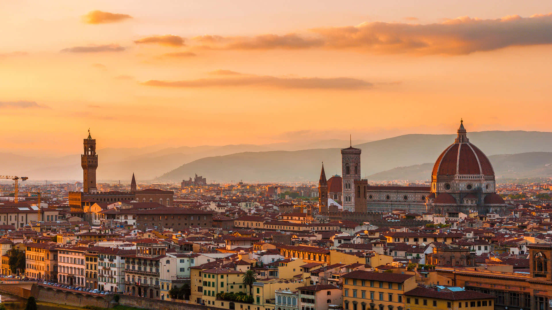 Panoramic View Florence Cathedral Italy Wallpaper