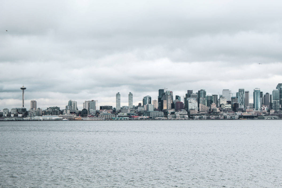 Panoramic View For Seattle Rain Background Wallpaper