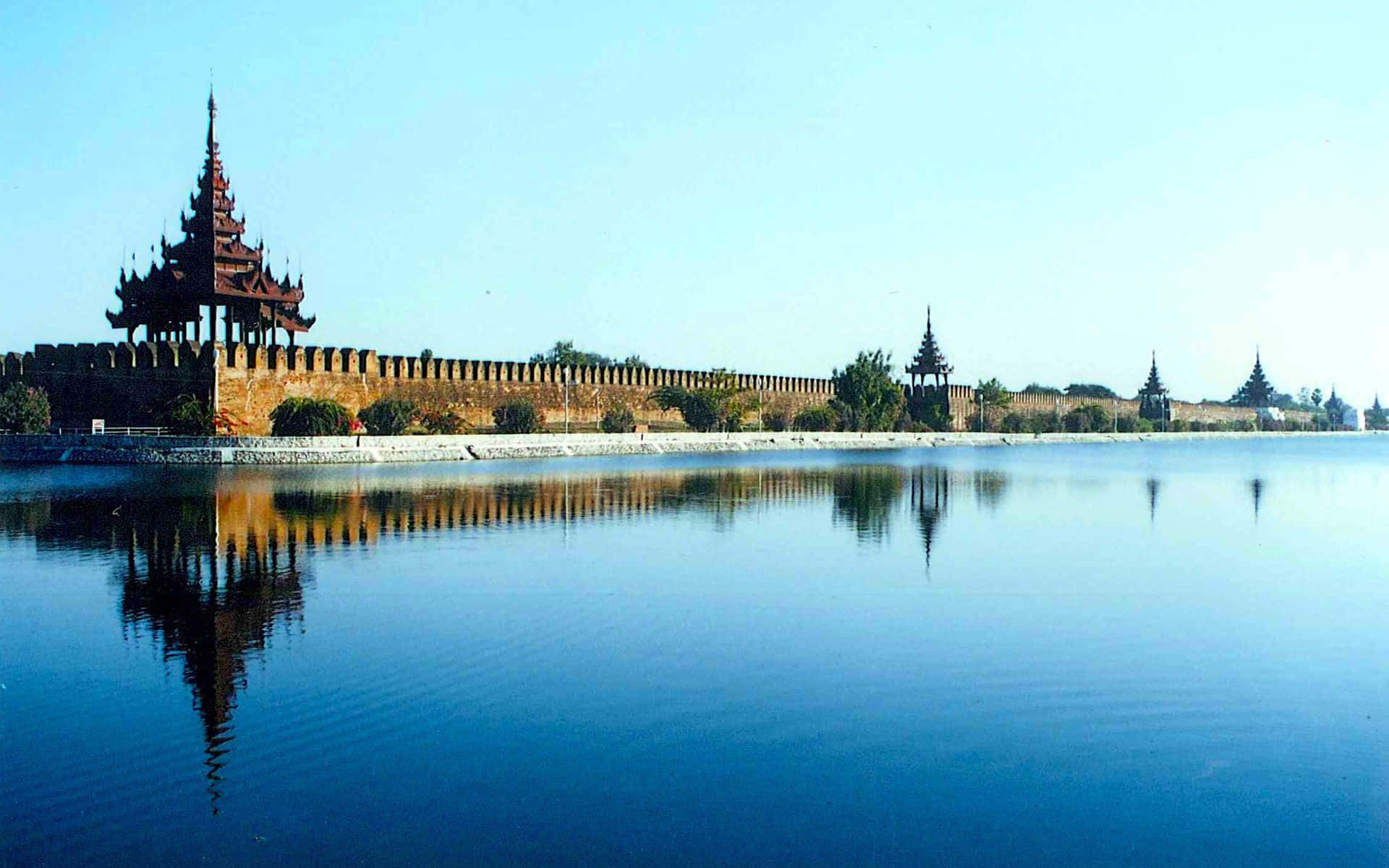 Panoramic View Of The Gates Of Mandalay Palace Wallpaper
