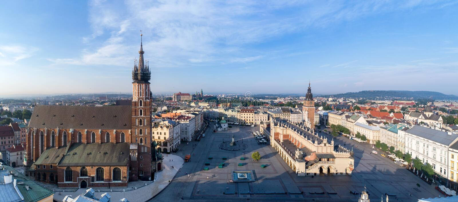 Panoramic View Of The Old Town In Krakow Poland Wallpaper