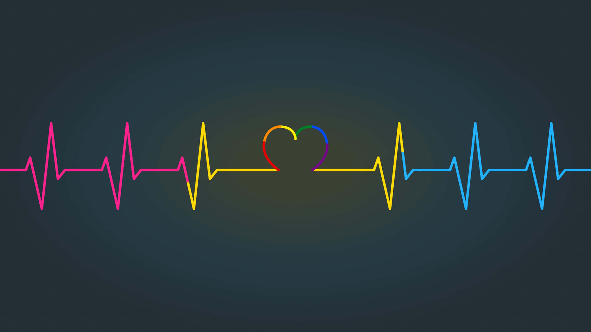 Heartbeat Line With Colorful Heart