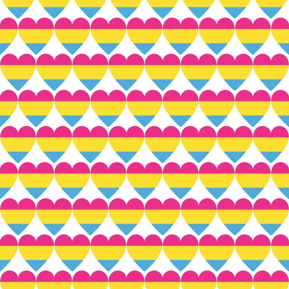 A Colorful Pattern Of Hearts On A White Background