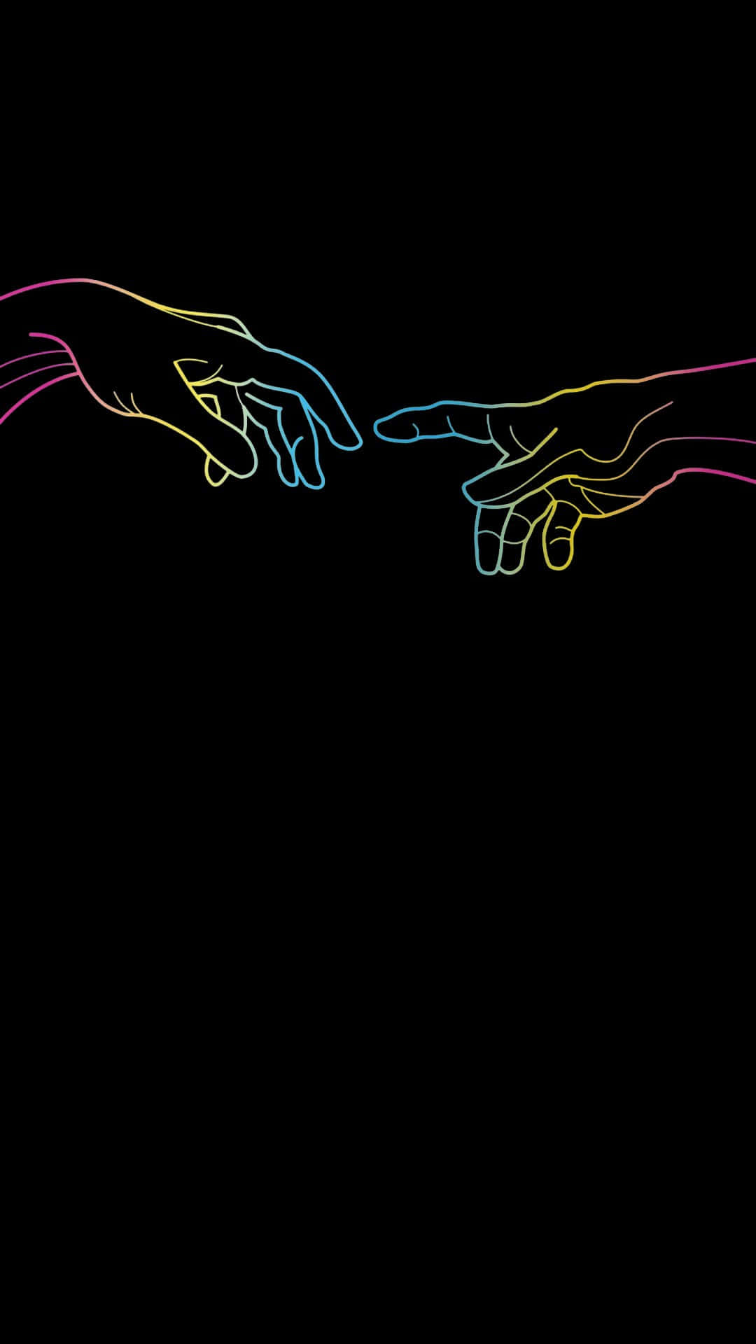 The Creation Of Adam And Eve, Neon Line Drawing